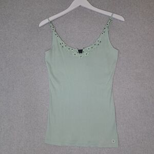 The Limited Large Camisole Cami Mint Green Lace Embellished Embroidered Y2K Tags